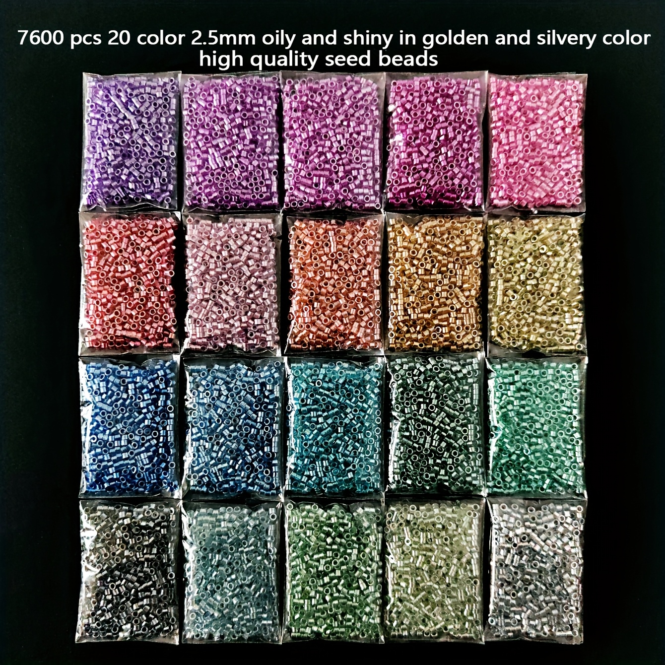 E-shop 7600 Delica Beads Ultra-Super Glänzend -Rocailles-Perlen-Set, Schmuckherstellungs-Set, 2,5 mm, 20 Farben, 5 Packung, insgesamt 100 g/3,53 oz,