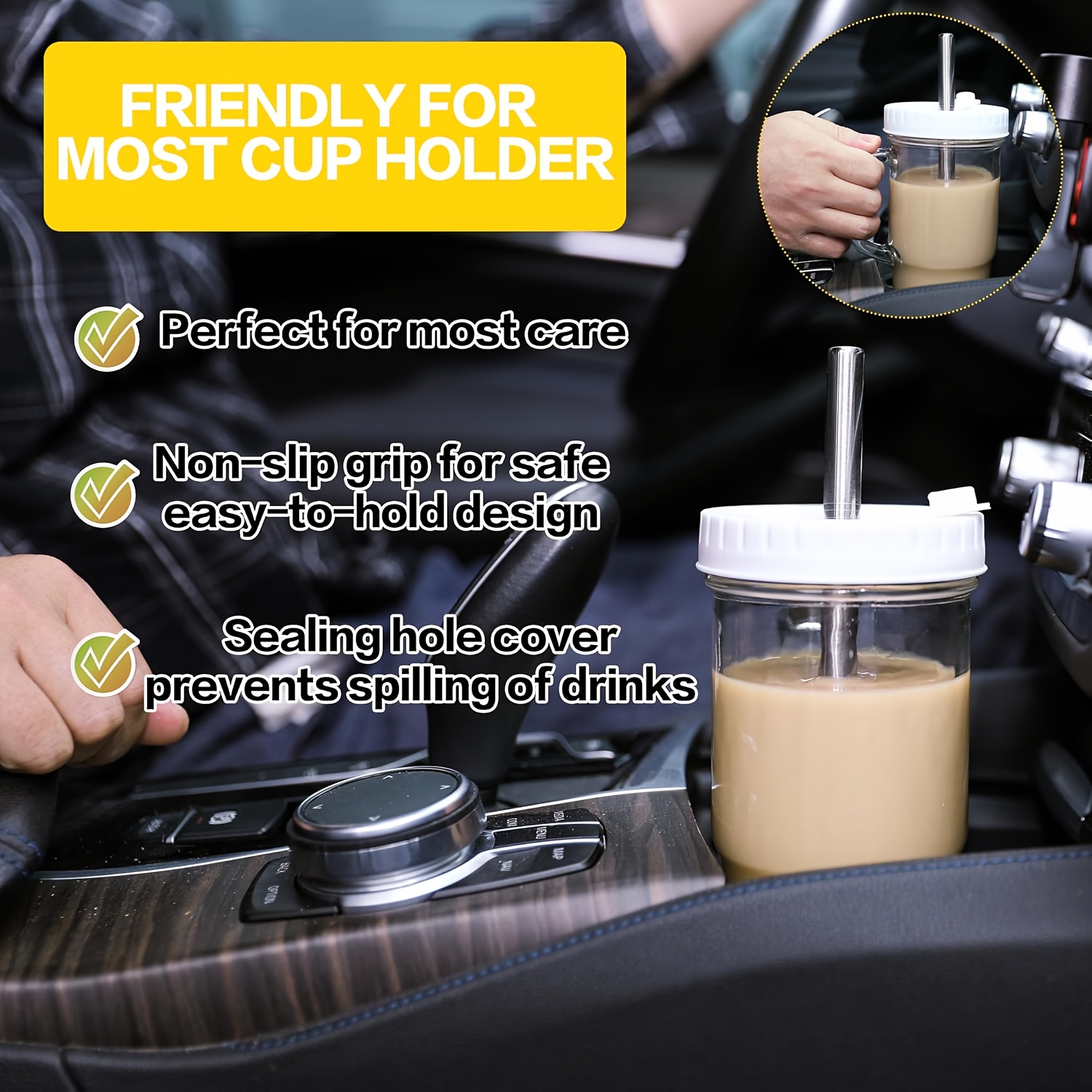 2 4pcs 24oz glass tumbler with lid straw reusable freezer safe round drink mug for iced tea coffee and cold beverages   christmas halloween thanksgiving diwali and   celebrations festive drinkware round tumbler durable glassware coffee tumbler Product details 3