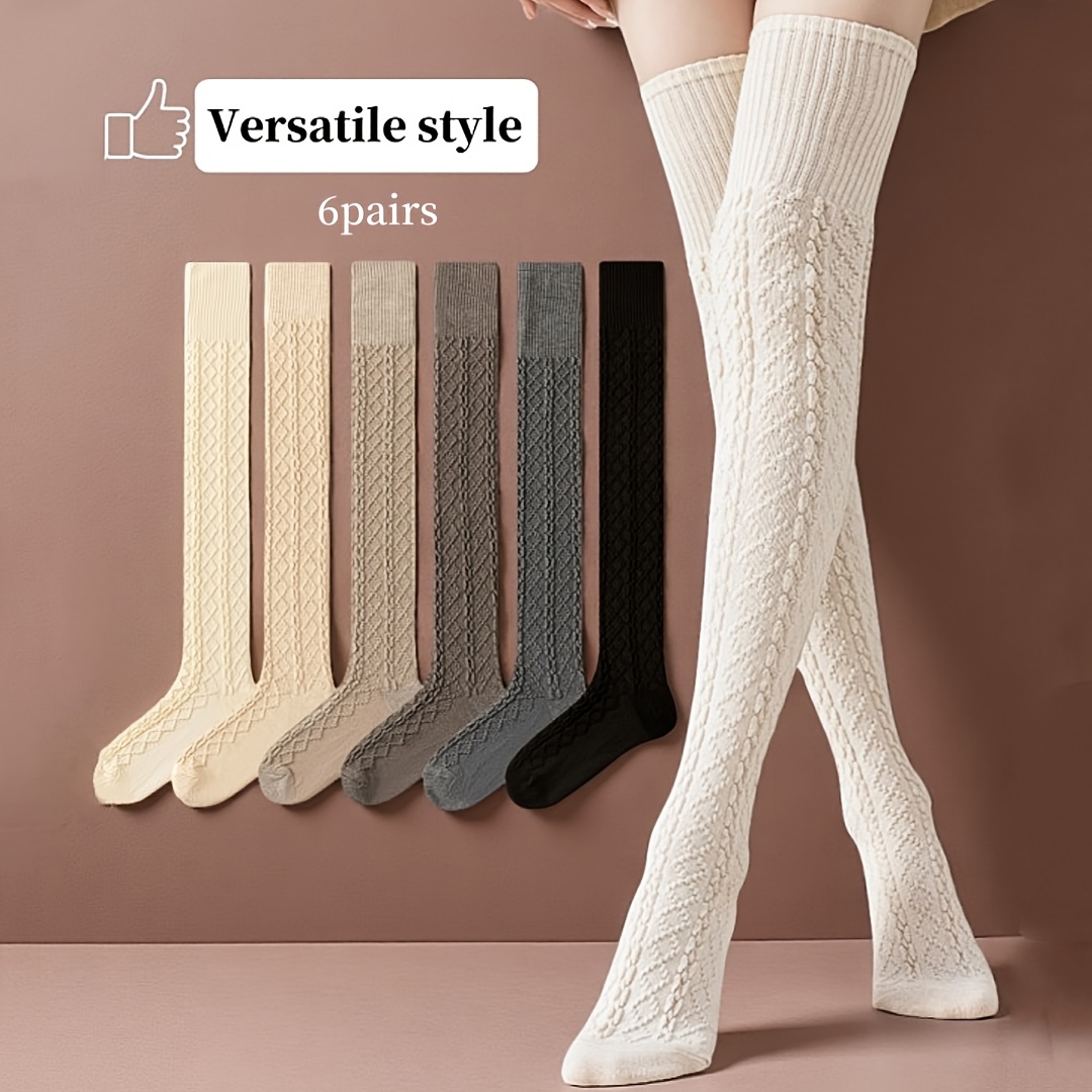 TEMU 6 de Medias de Pijama la y Muslo de Punto para Mujer, Multiusos Elásticas Y2K JK, Calcetines Transpirables y Cálidos de y Otoño, Mini Faldas