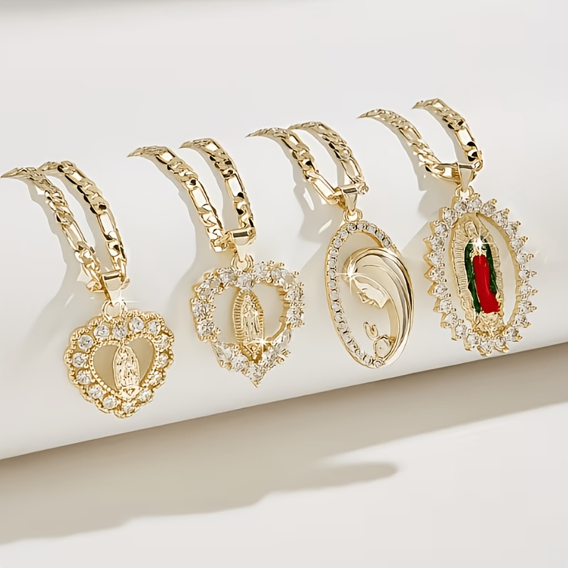 Elegant Prayer Pendant Necklace with Exquisite Zirconia Figaro Chain
