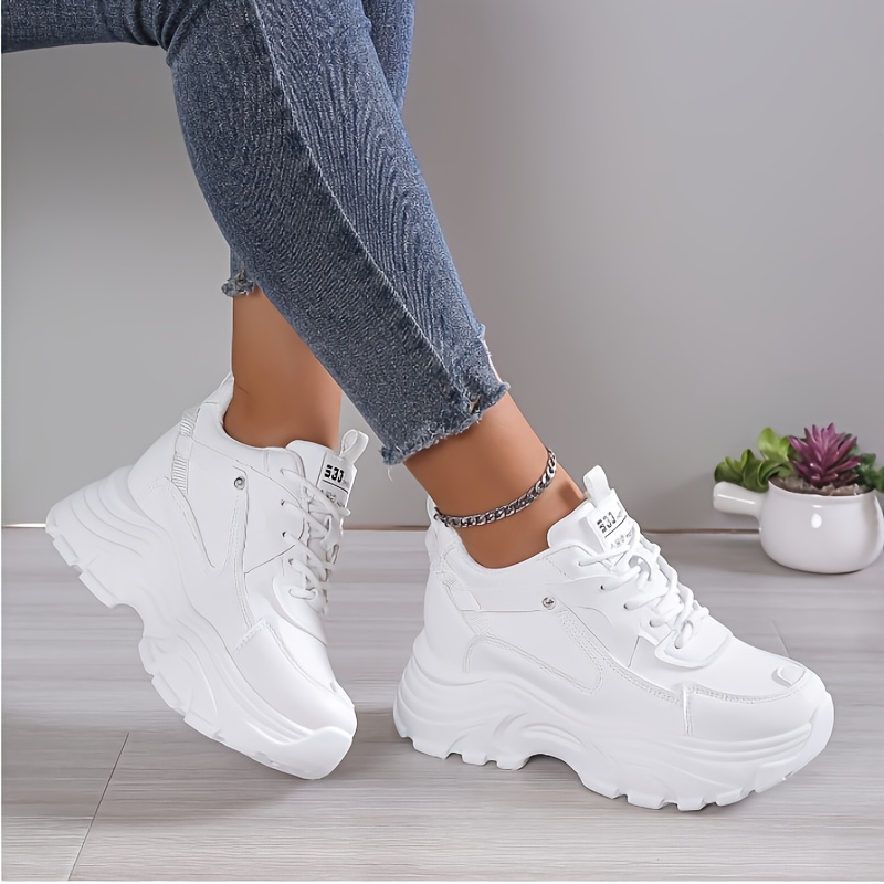 Women's Fashion All-White Platform Sneakers