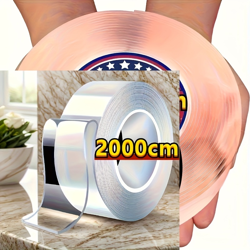 TEMU 1 Roll Of 3cm Wide Nano Double-sided Tape - Ultra-strong Transparent Adhesive, High-quality And Reusable, No Residue. Suitable For Glass,