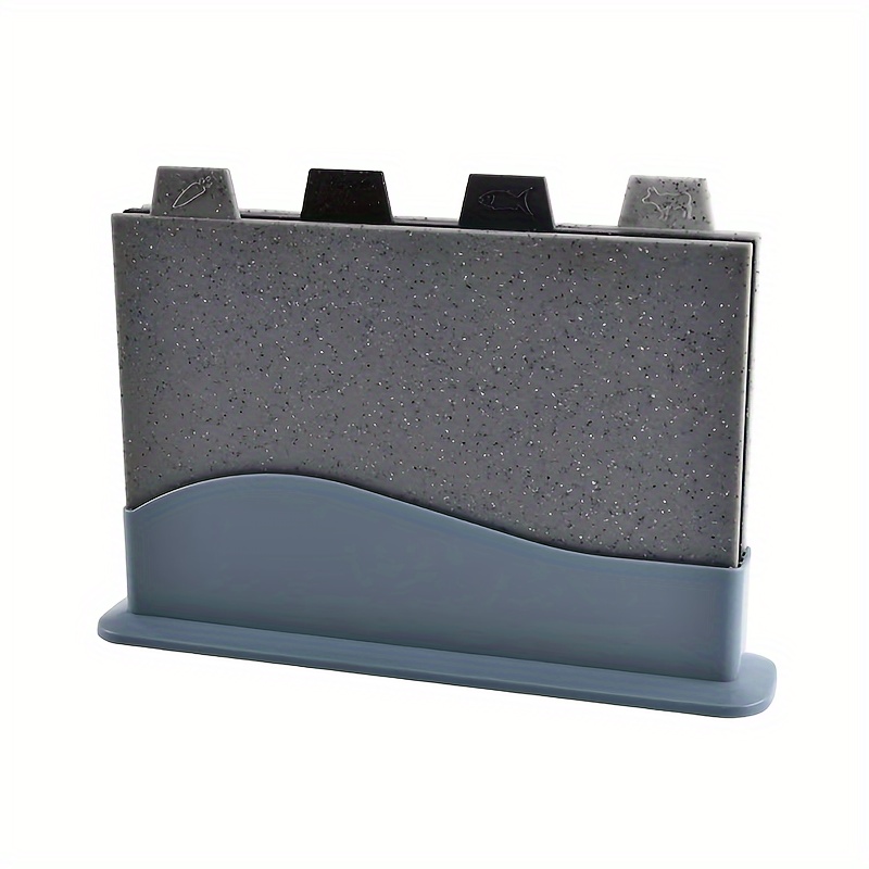 Thickened Gray Marble-patterned Cutting Board Set With A Base, Consisting Of 4 Pieces