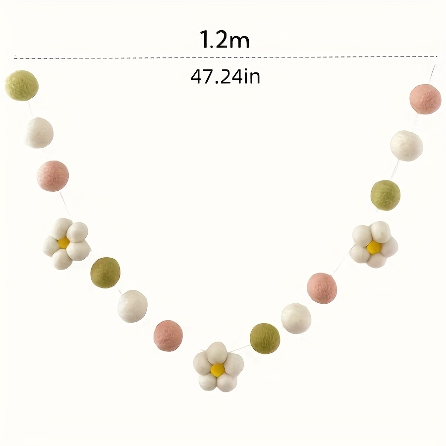 Image of Bohemian Handmade Felt Daisy Wreath 120cm-47.24in Wall Hanging Decor, Suitable For Teen Rooms And Party Banners,halloween,christmas