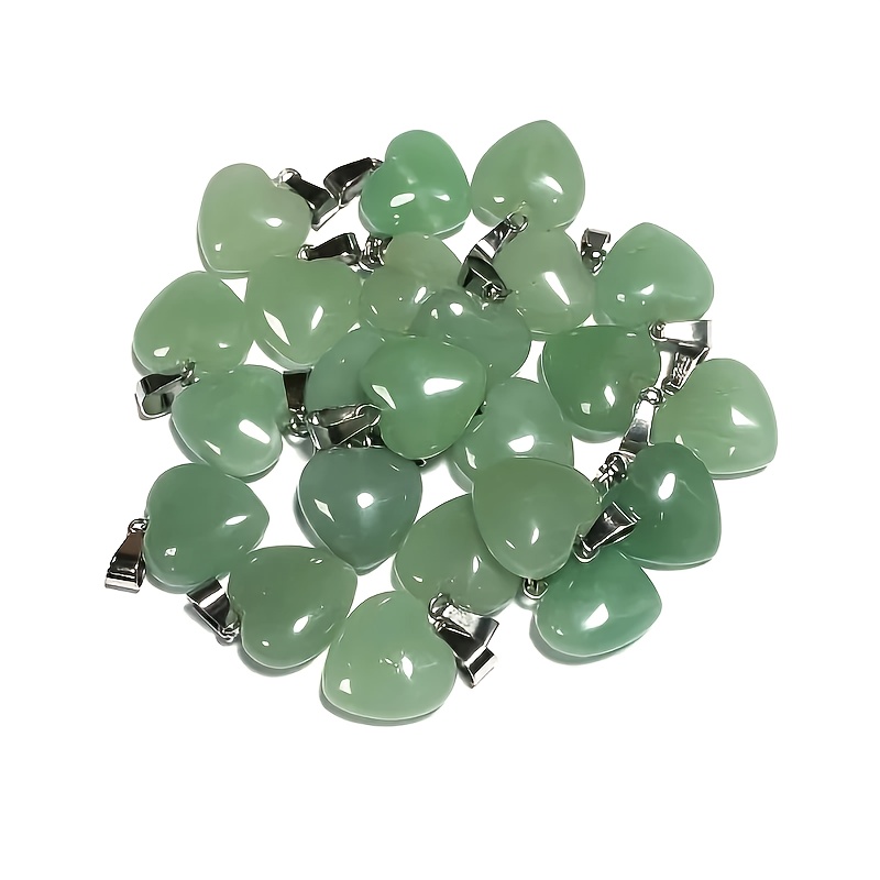 TEMU 10pcs Green Aventurine Peach Heart Pendant Natural Stone Peach Heart Jewelry Making Accessories