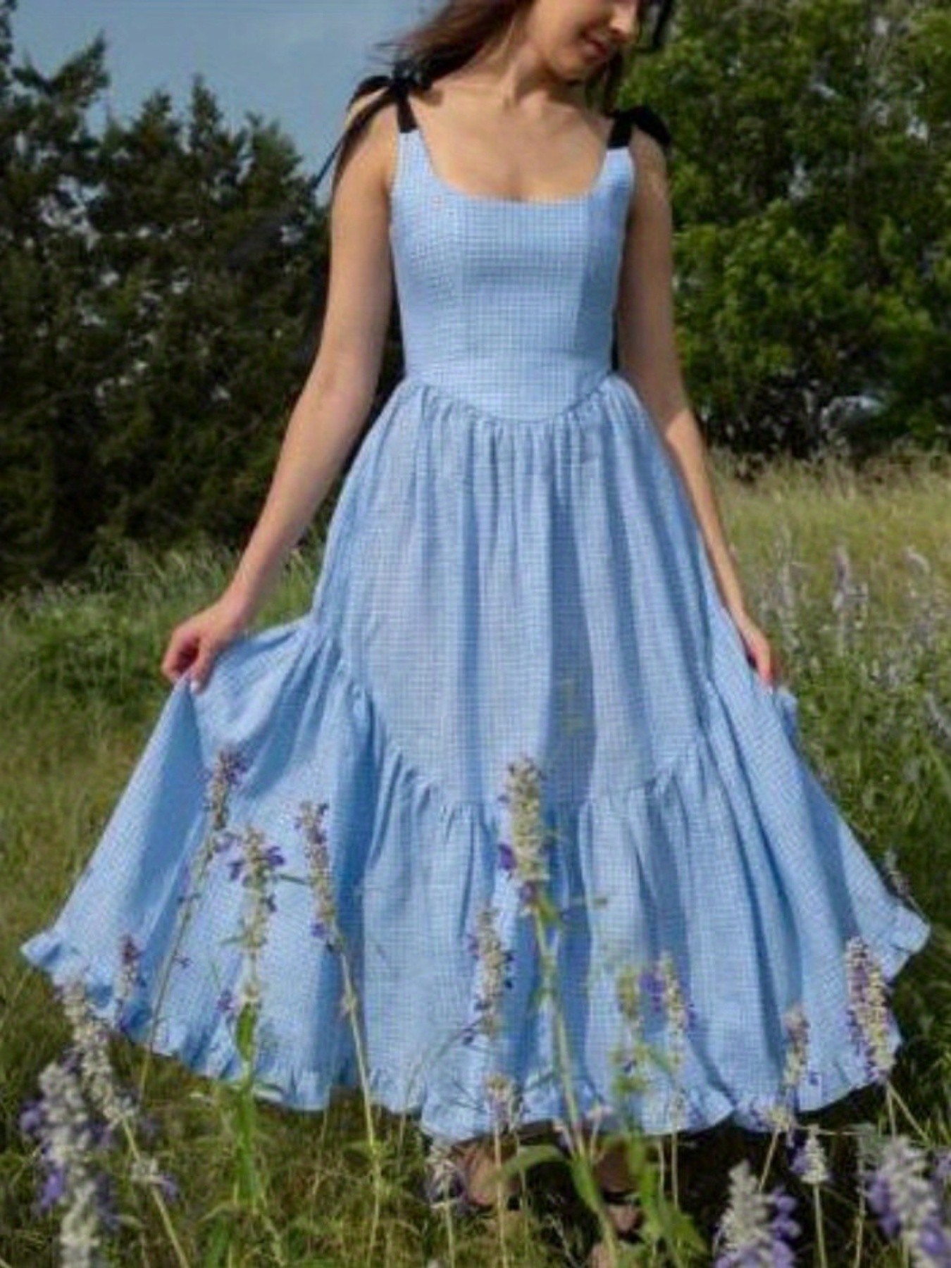 womens bohemian maxi dress flowy backless spaghetti strap - Temu