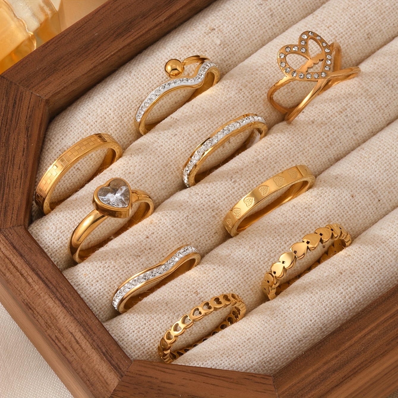 piezas anillos acero inoxidable mujer anillos diamantes Temu