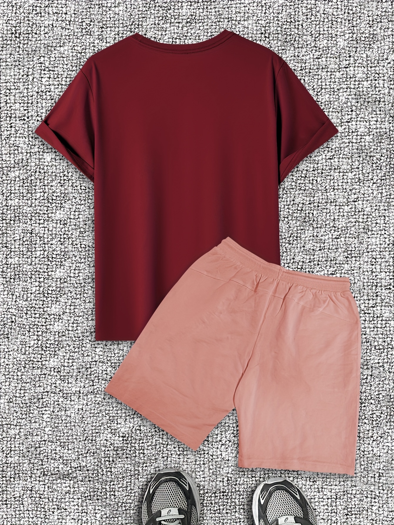 Men's Coffee Signal Pattern Short Sleeve T-Shirt Shorts Casual Set