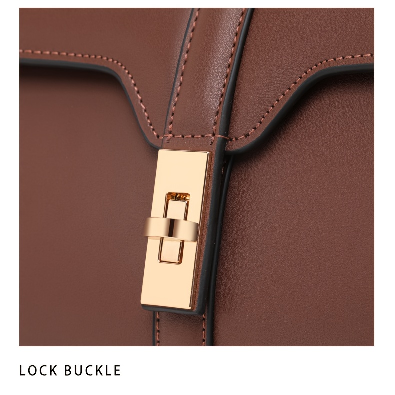 Women's Elegant Large Capacity Handbag - Sophisticated Convertible Clutch, with Golden-Tone Hardware, Zipper Closure, Structured design - Formal & Everyday Use - Available in Deep Brown/Black - Luxury Leather-like Women's Purse