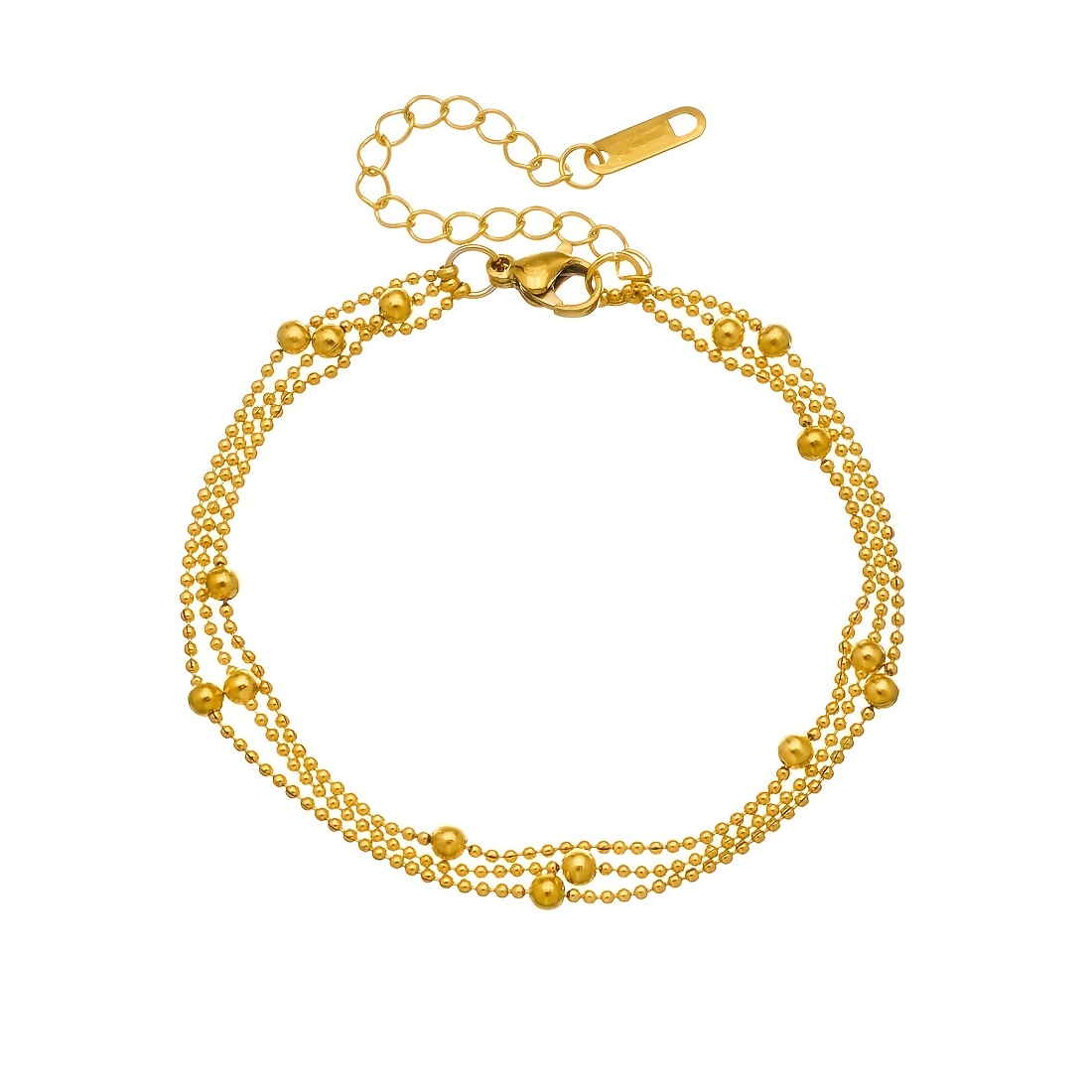 Korean-Style Vintage Multi-Layer Gold-Plated Bead Chain Bracelet