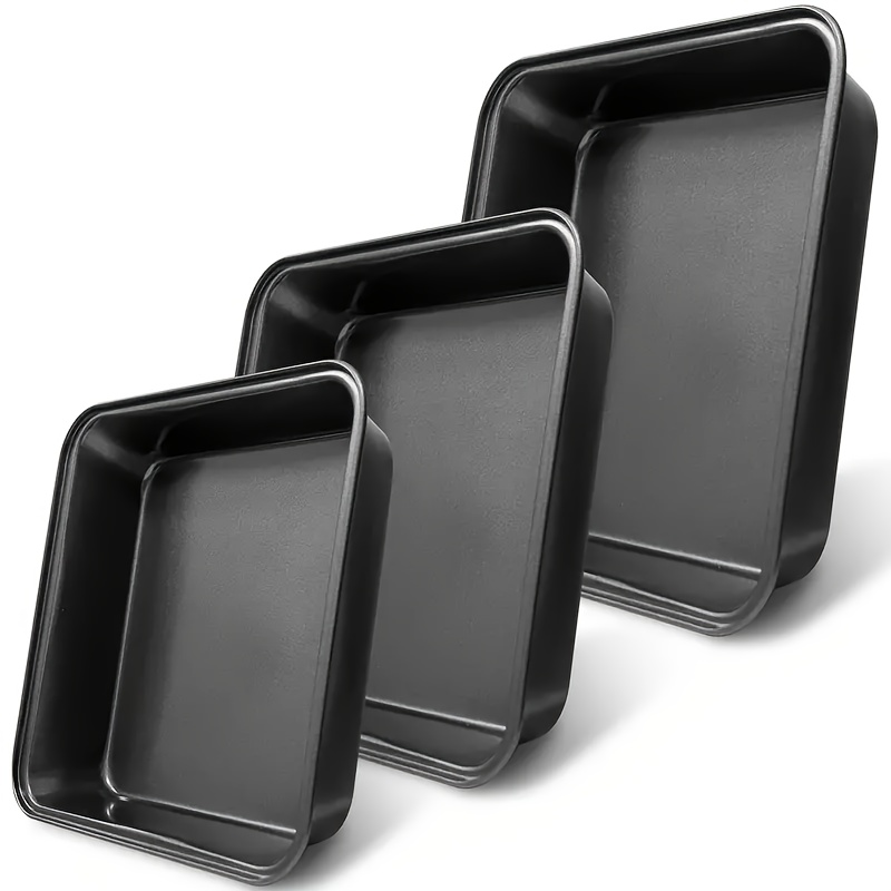 

3pcs Baking Trays - Square Deep Design, Different Sizes, Carbon Steel, Oven Accessories For Baking, Essential Kitchen Gadgets, Food Supply Equipment, Ideal For / Baking Enthusiasts