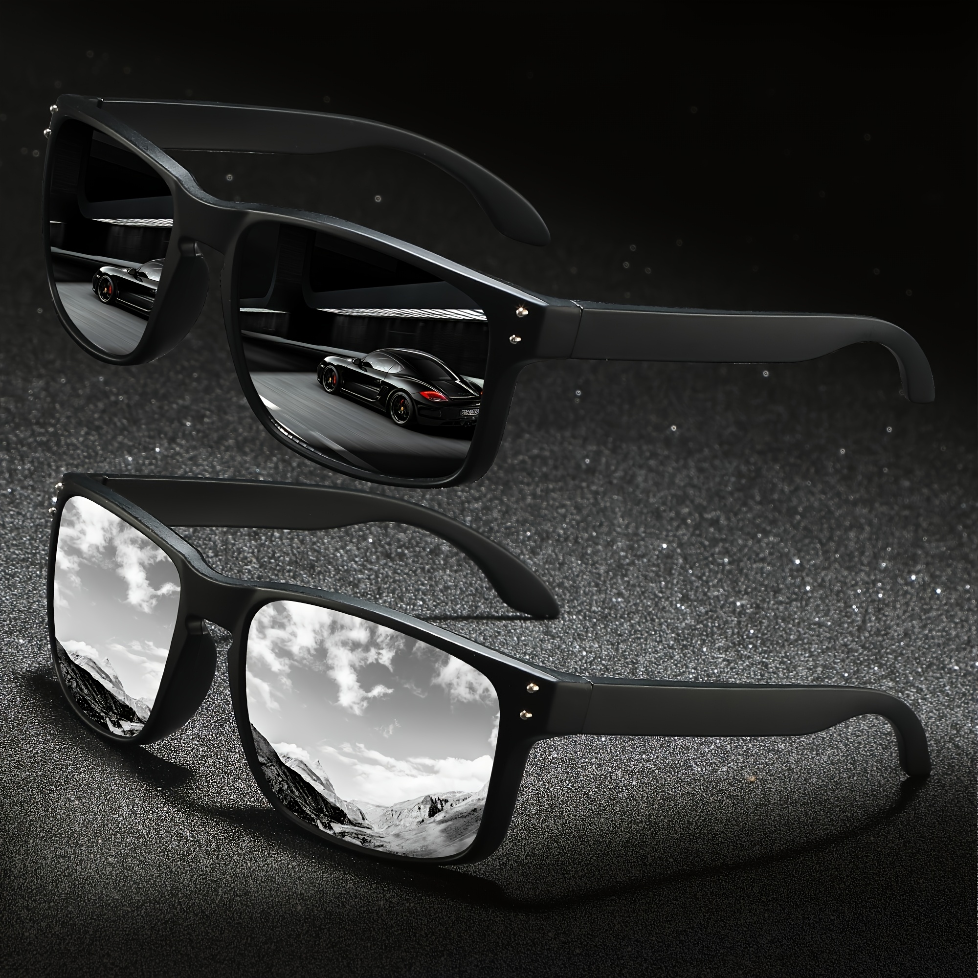 2pcs mens fashion sunglasses protection black - Temu United  display picture 2