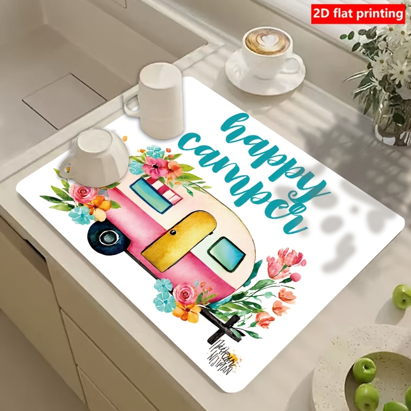 TEMU 1pc Design Non-slip Stove Top Protector Mat - 2d Flat Printed Ironing Board Cover, 100% Polyester Fiber, Suitable For Glass And Ceramic