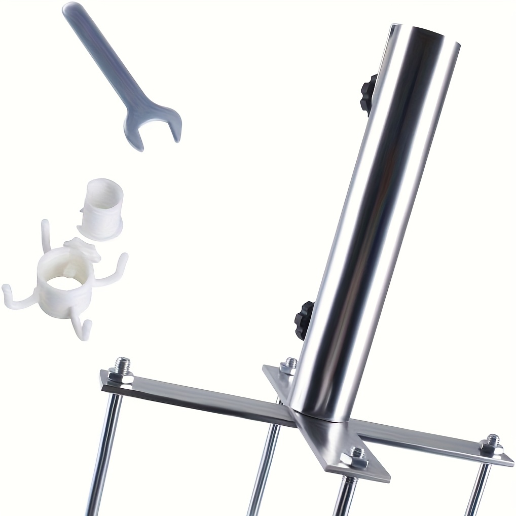 Image of -one Heavy-duty Rust-resistant Parasol Anchor Spike Lawn Umbrella Stand With Wrench & Hooks - -install Umbrella Plug, Sturdy Outdoor Umbrella Mount For Garden,, Balcony ( Metal/polypropylene/plastic)