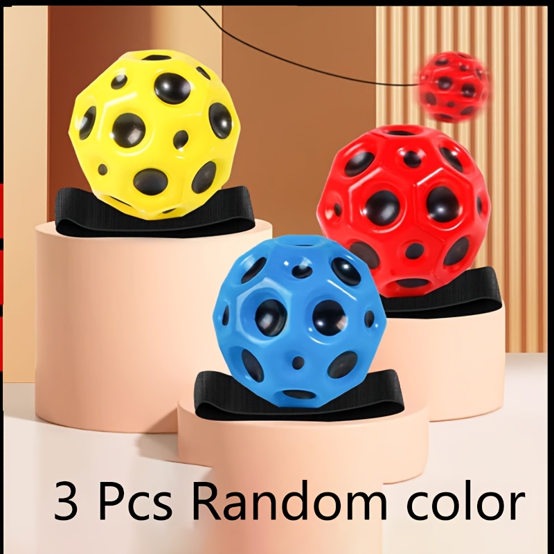 Random Color 3pcs Wrist Elastic Ball Stone Ball With Rope Swing Ball Hole Ball Children Exercise Reaction Pu Foam Ball