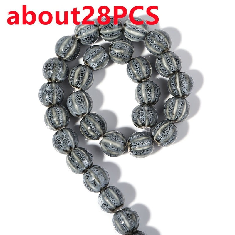 28pcs Glass Striped Colored Pumpkin Beads for DIY Jewellery
