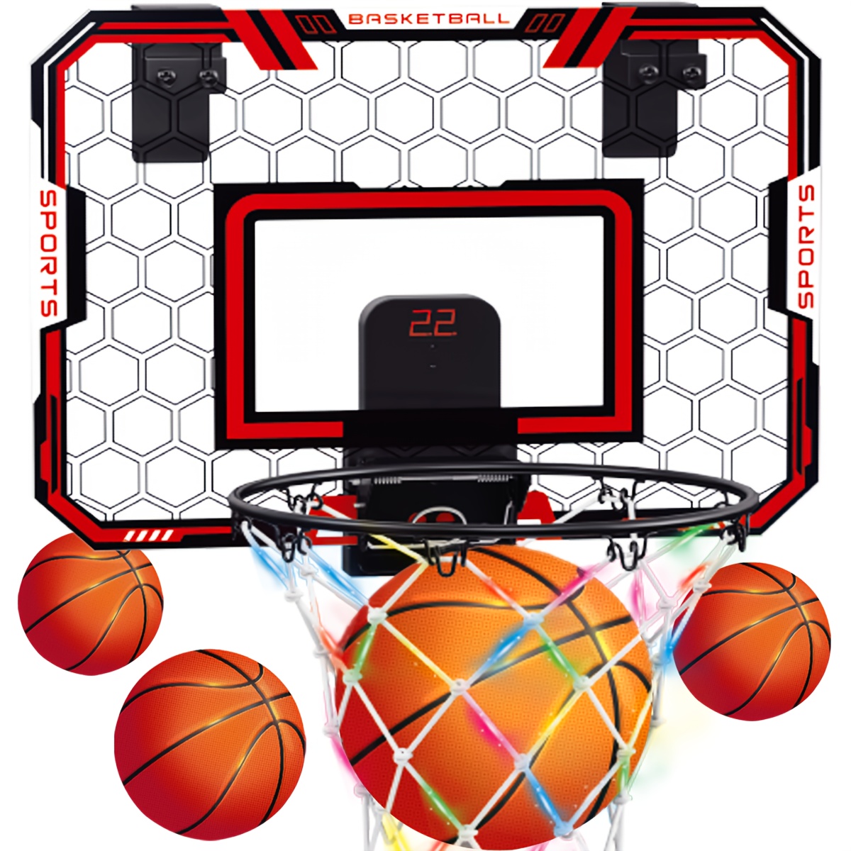 

2025 Upgrade Indoor Led Mini Basketball Hoop With Electronic Scoreboard - Over-the-door Design, Ideal Christmas, Birthday, Thanksgiving & New Year's Gift For Boys, Toys For 8-13, Kids Toys