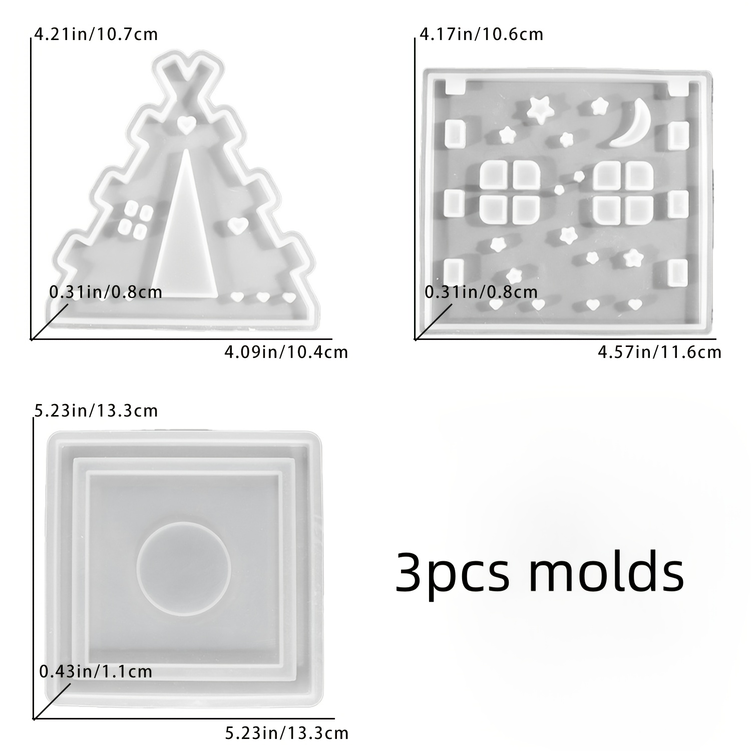 Image of Set Of And Moon Silicone Molds For Resin And Plaster, Suitable For Crafting Star And Moon Themed Camping Tent Candle Holders And Decorative Lights