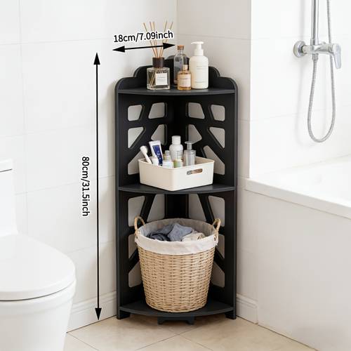 3 tier black corner shelves corner table corner shelf stand retro triangular corner nightstand space saving freestanding vertical corner shelves with vintage multi room organizer corner shelf stand for bedroom living room bathroo