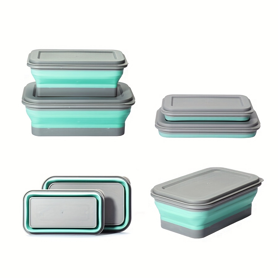 

2-piece Silicone Folding Bowl Set With Airtight Lids - Microwave, Dishwasher & Freezer Safe - Ideal For Rv Storage, Meal Prep, Camping & Picnics