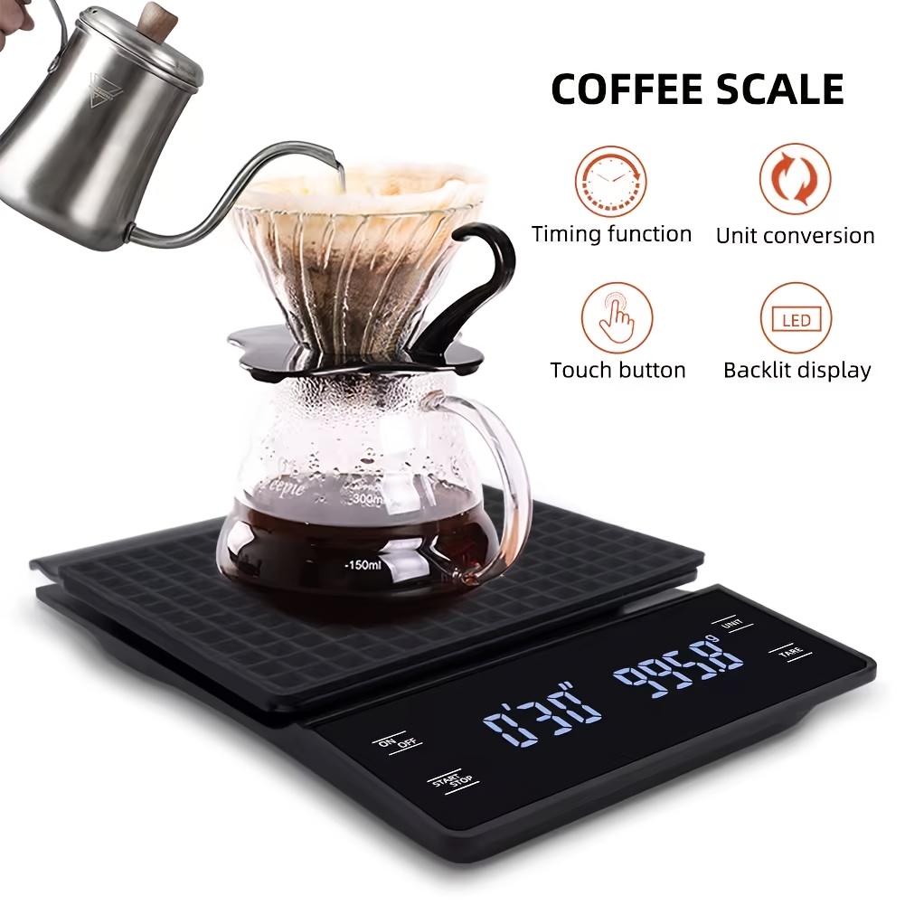 

Precision Digital Coffee & Food Scale With Mode, Timer, Touch Led Display - Ideal For Drip Brewing, Kitchen Measurement Tool, Battery Operated (3 Aaa Not Included)