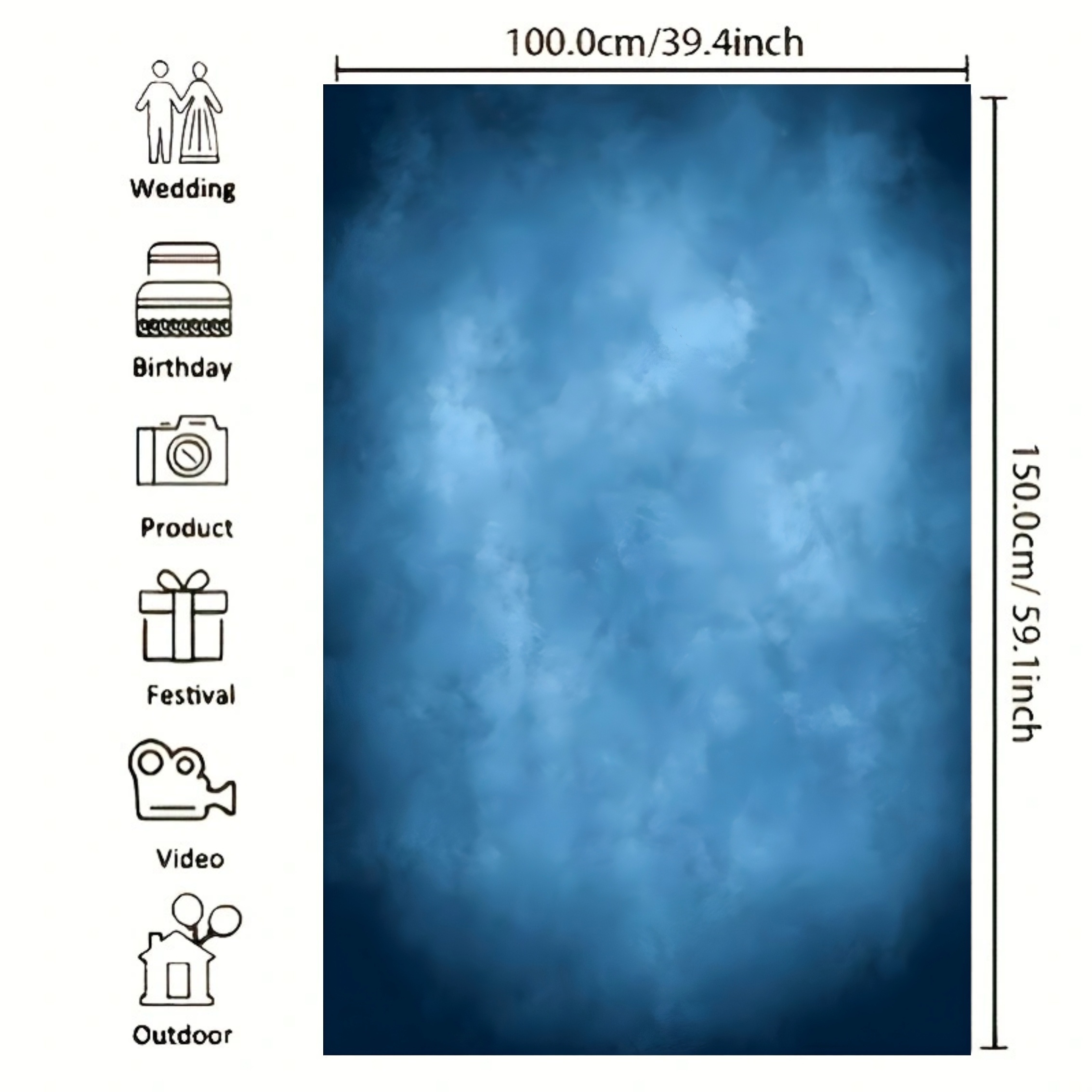 Vintage Blue Abstract Design Photography Backdrop for Portraits