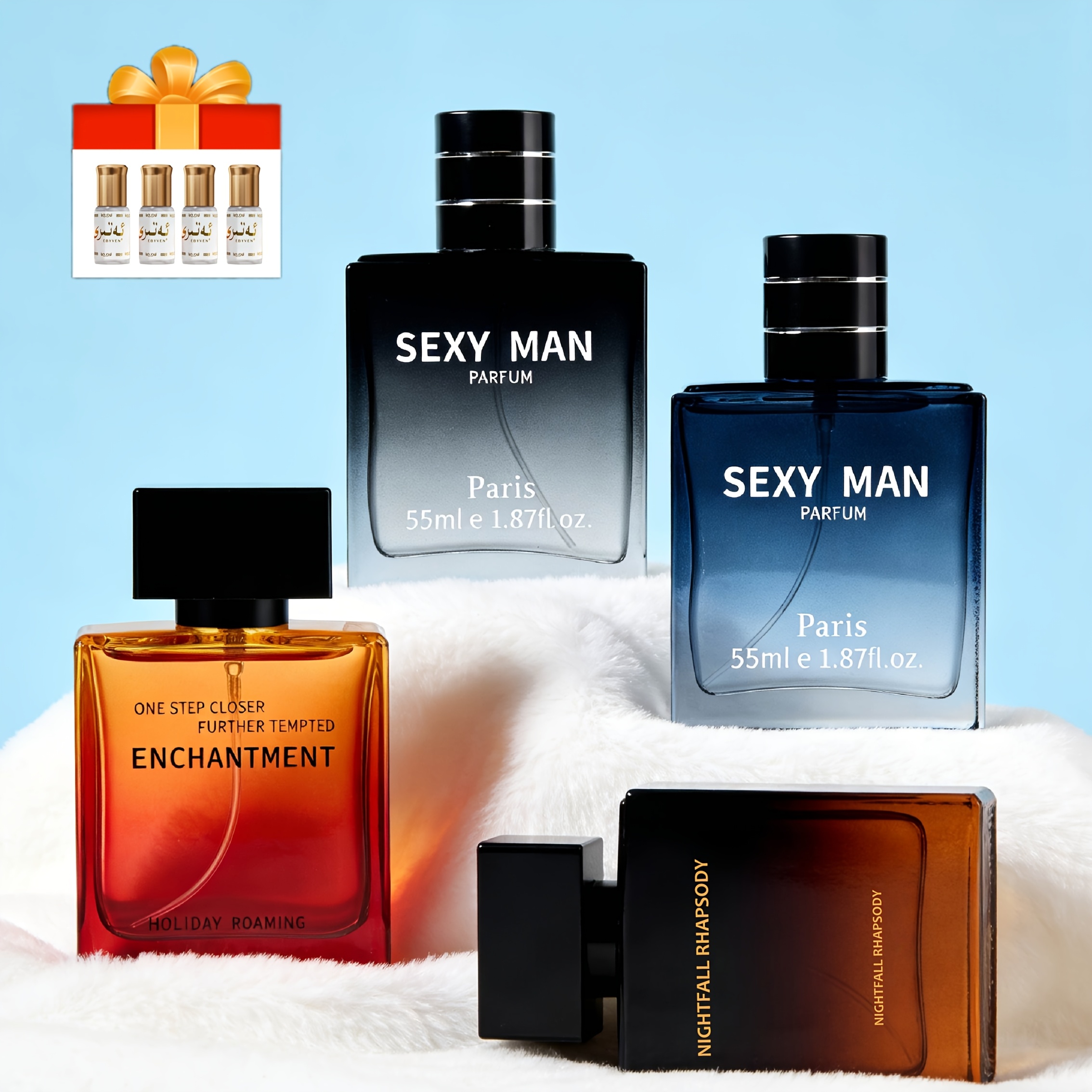 Image of A Four-piece Fragrance Set, Including And Cologne, To Enhance Charm And Provide Long-lasting Scent. Suitable For Personal Use Or As A Holiday Gift, Totaling