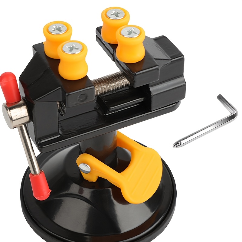 TEMU Agashe Heavy-duty Mini Table Vise With Suction Cup Base & -slip/ System - Compact Desktop Clamp Suitable For Woodworking, Metalworking,