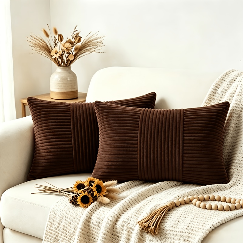 TEMU Solid Color Retro Drawstring Patterned Splicing 2pcs Pillowcase, Easy And Solid Color Matching, Suitable For Bedroom, Living Room Sofa, (pillow
