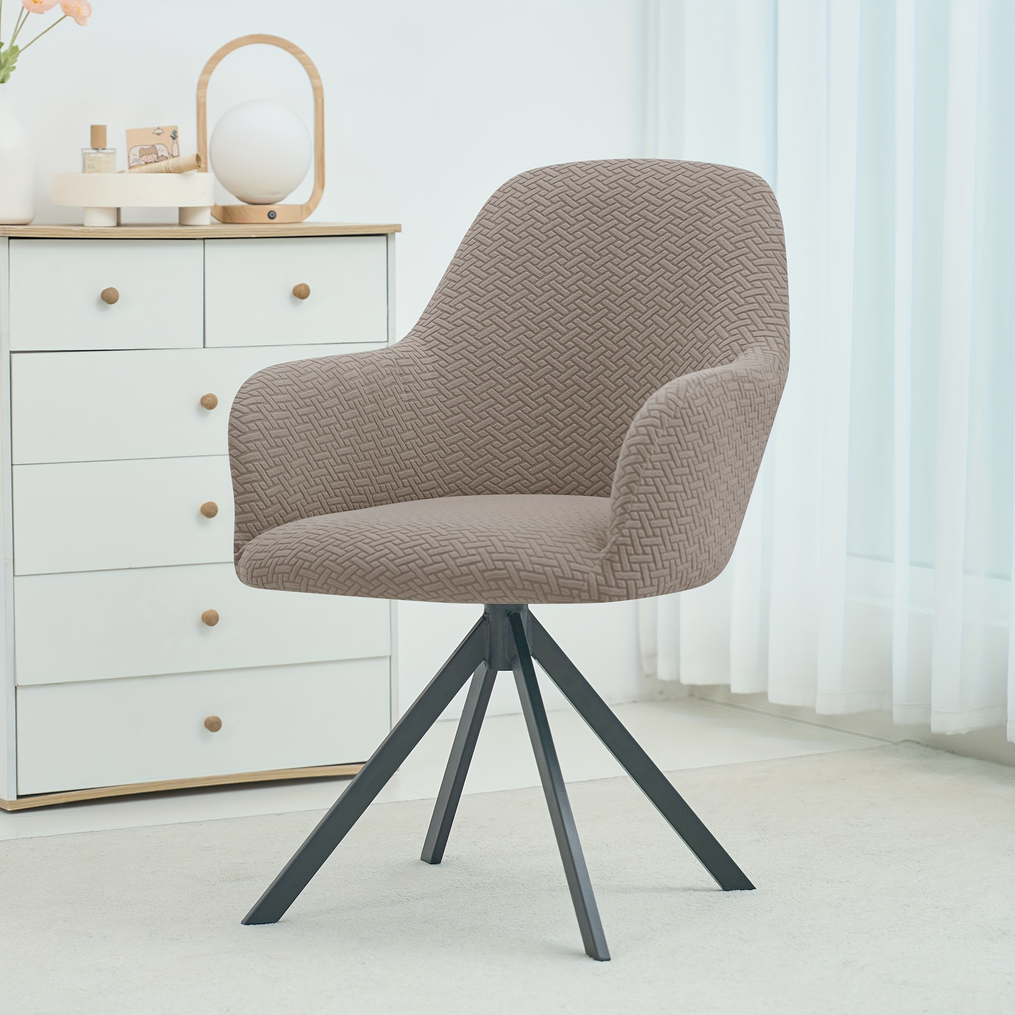 1pc T-shaped Fleece High Armrest Special-shaped Office Chair Dining Table Chair Table And Chair Cover Modern Home Decoration Chair Protective Cover