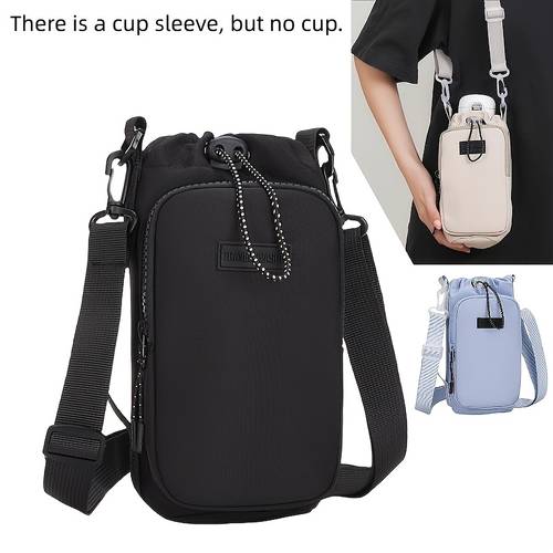portable multifunctional cup bag with handle and crossbody strap suitable for outdoor travel and hiking large capacity sports cup bag student lunch bag hiking insulated cup sleeve essential for school in