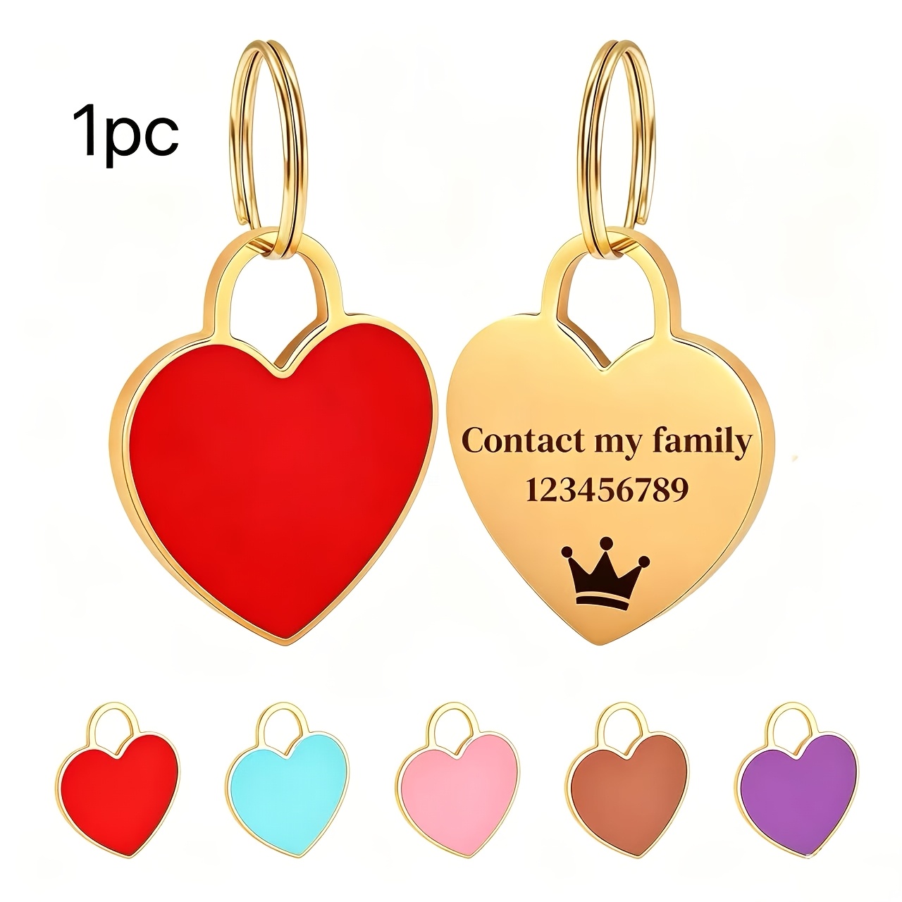 TEMU 1pz Targhetta per animali domestici personalizzabile a forma di cuore, fai da te, personalizzabile, regalo di compleanno