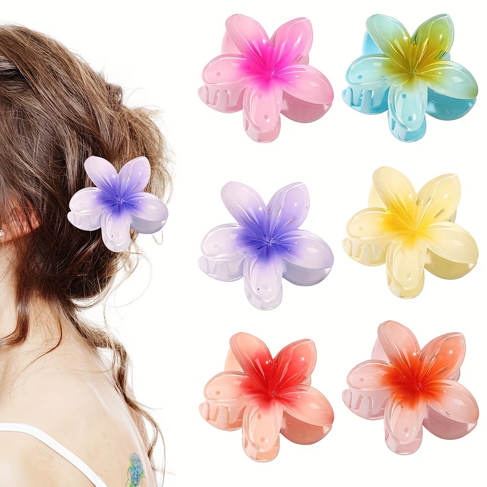 

Chic Gradient Floral Hair Claw - Small, Cute Shark Clip For Women & Girls - Perfect For Beach Vacations & Everyday Style