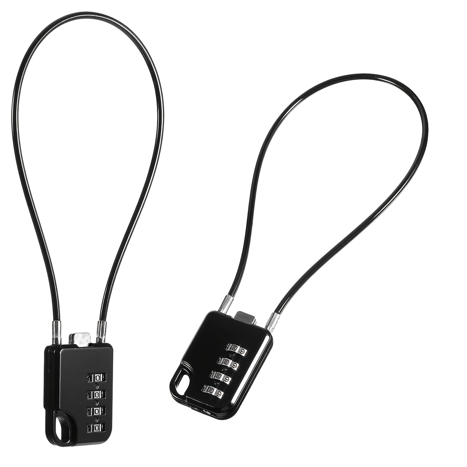 TEMU 2pcs Cadenas à combinaison 4 chiffres réinitialisables au design compact, avec câble en acier de 30 cm de long, petit cadenas à câble en acier