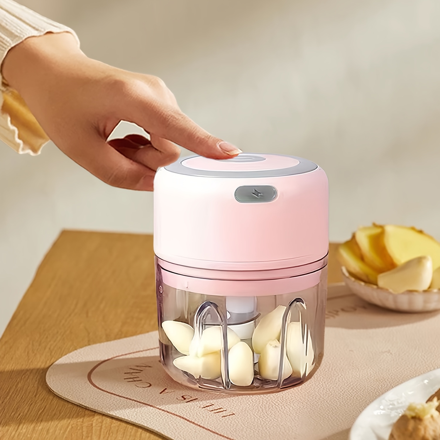 electric garlic crusher multi functional vegetable processor usb wireless garlic processor portable food processor suitable for garlic ginger chili vegetables three colors available garlic grinder garlic press vegetable chopper food preparation mini processor handheld device durable construction efficient chopping onion chopper chili grinder home cooks small kitchens Product details 7