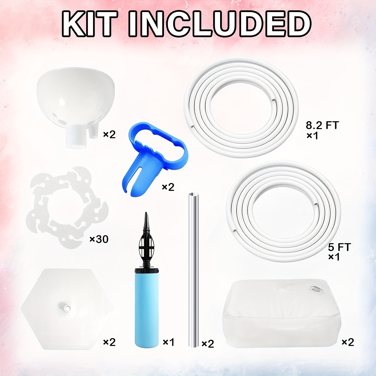 Image of Balloon Arch Kit With Balloon Arch Base 8.2 Feet And 5 Feet Free Curved Semi-arch Shape Balloon Stand Balloon Arch Frame, Used For Birthday Shower Wedding Graduation Party Decoration