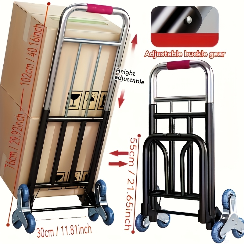 1pc heavy duty folding hand truck with stair climbing wheels compact folding cart capacity for grocery shopping saving design details 1