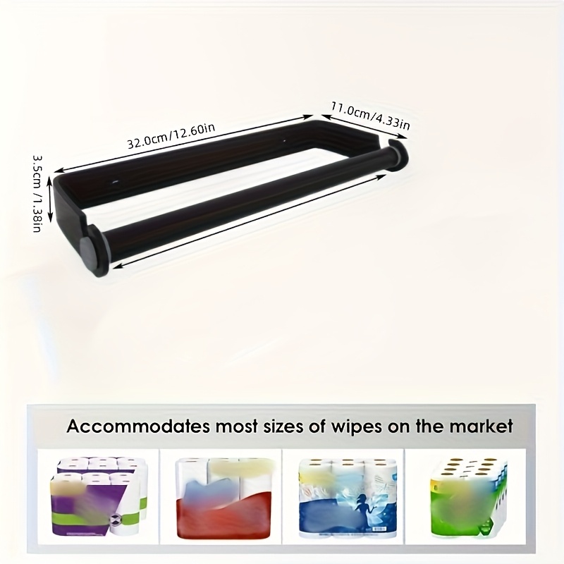no drill kitchen bathroom organizer heavy duty   paper towel holder space saving cabinet under cabinet mount holds multiple rolls for kitchen bathroom office aluminum alloy undercounter storage modern   undercabinet accessory   mounting sturdy construction Product details 3