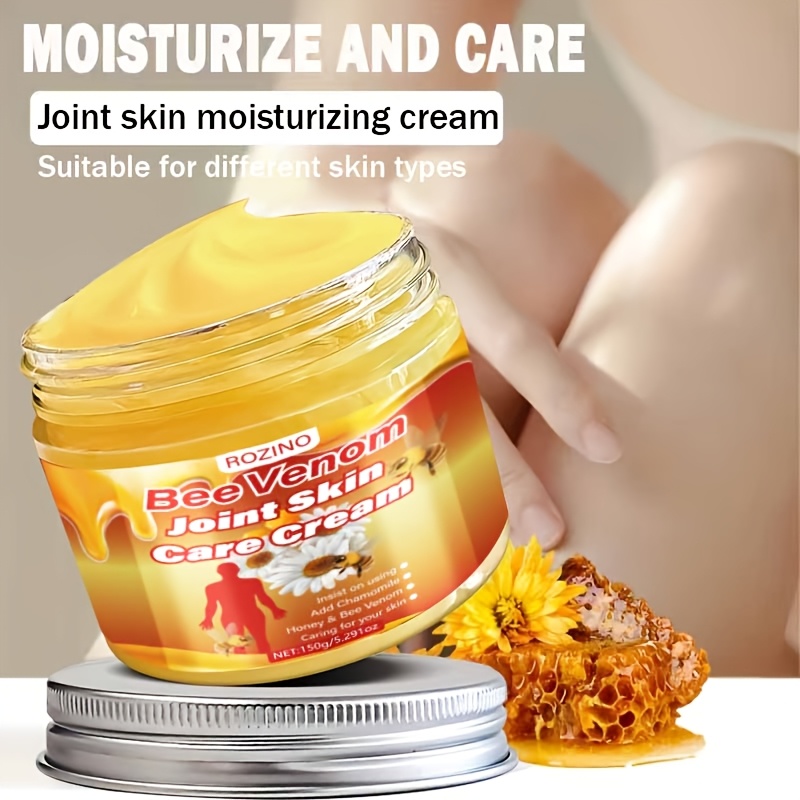 Bee Venom Joint Massage Cream | Contains Natural Ingredients Like Bee Venom, Chamomile, Aloe Vera, Moisturizes Joints, Protects Skin, Locks in Moisture, Softens And Smooths Skin, Suitable for All Skin Types, by ROZINO