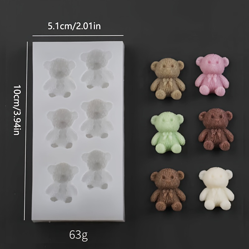 1pc, Aromatherapy Candle Decoration Cartoon Rabbit Mold Knitted Teddy Bear Silicone Mold Flip