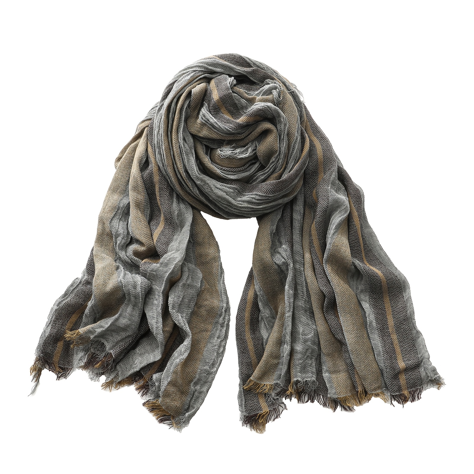 TEMU Literary Retro Solid Color Tie-dye Scarf Men And Women Autumn And Winter Striped Scarf