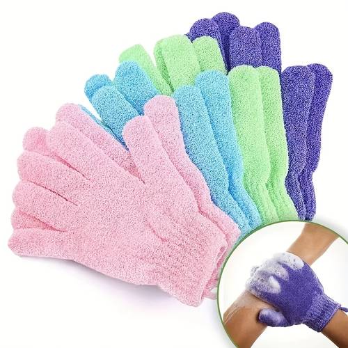 6 stück zufällige farben peeling-duschhandschuhe, doppelseitige peeling-handschuhtücher für spa, massage körperpeeling, badezubehör für die körperpflege