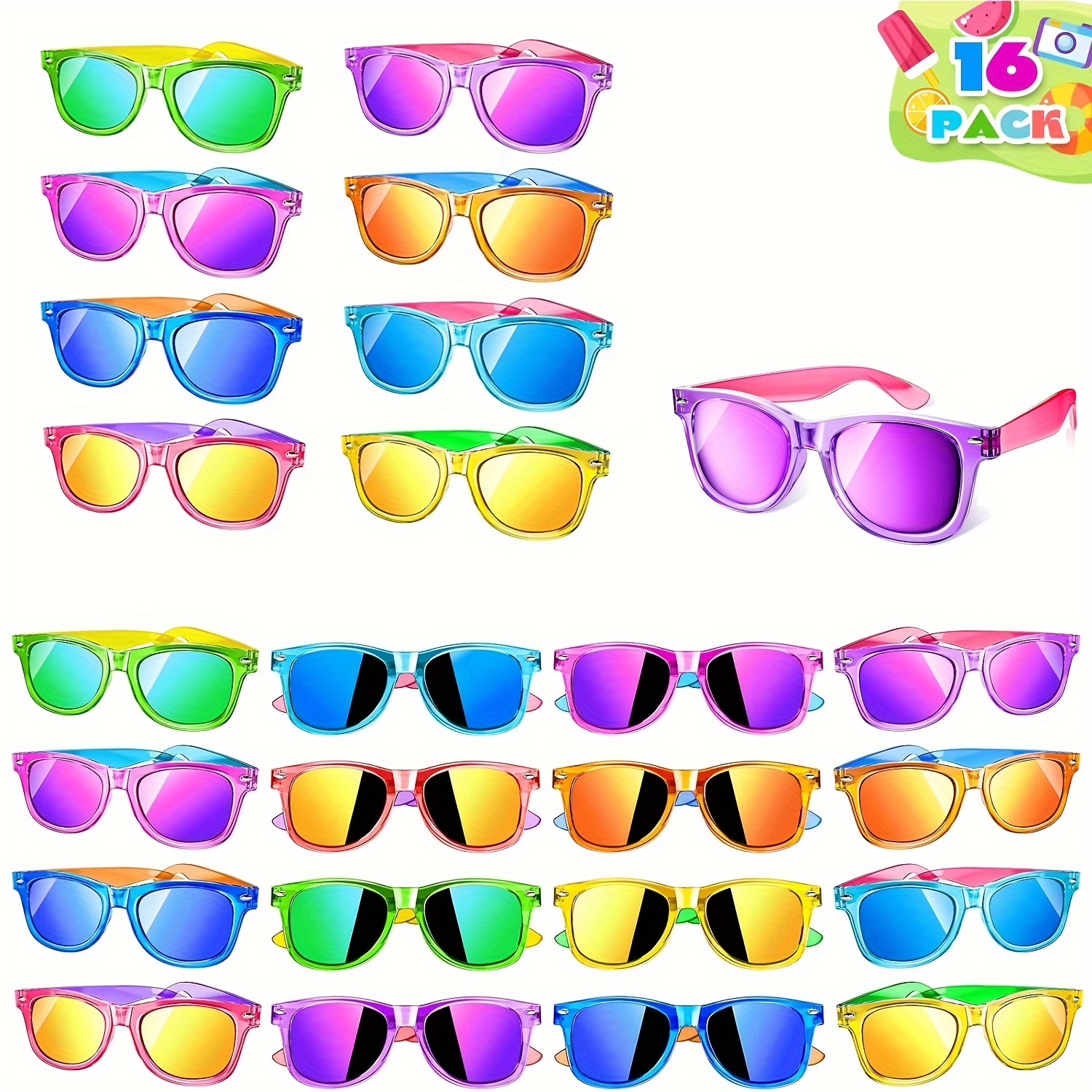 

16/24 Pairs Of Summer Party Fashion Glasses, Suitable For 3-8 Years Old Boys And Girls Outdoor Sports Party Vacation Travel Supplies, Summer Pool Beach Party And Outdoor Activities