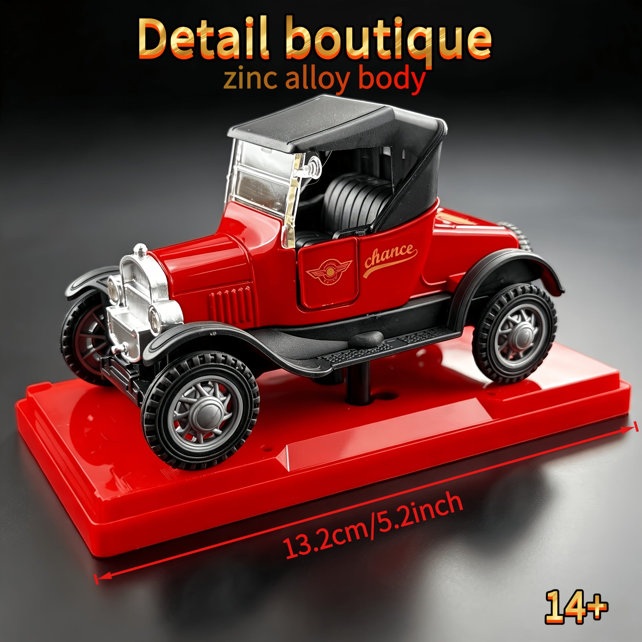 TEMU Classic Vintage Car 1908-1927 Era 1:36 Premium Scale Model, With Base, Base And Vehicle Are Fixed And Cannot Be Separated, Featuring A Cool And