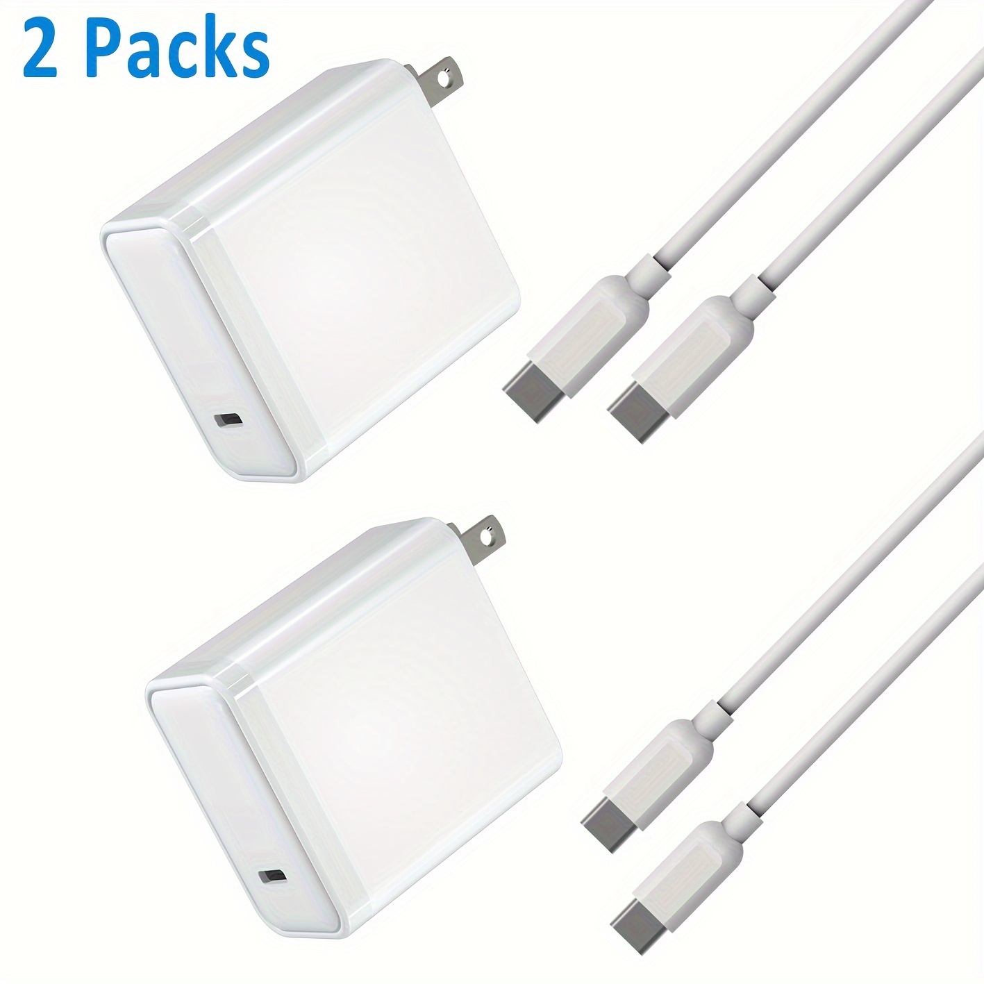 

2-packs Usb C Charger , Pd 65w Gan Adapter With 6ft Type C Cable, Fast Charging Charger For Iphone 15/14/13/12/11/pro Max/xs/xr/x, Samsung , /air/mini, /air And More