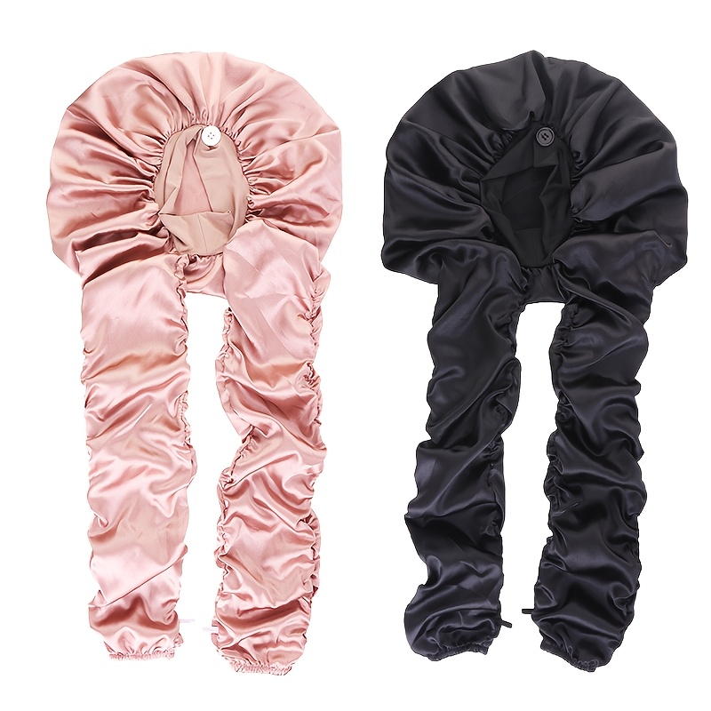 TEMU 2pcs Set Of Long Sleeve Sleeping Caps, Women's Long Braided Hair Protection Hat Headscarf