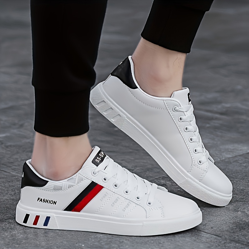 Men's Lace-up Sneakers, Striped Design Skateboard Shoes, Provide Good Traction, Breathable and Comfortable
