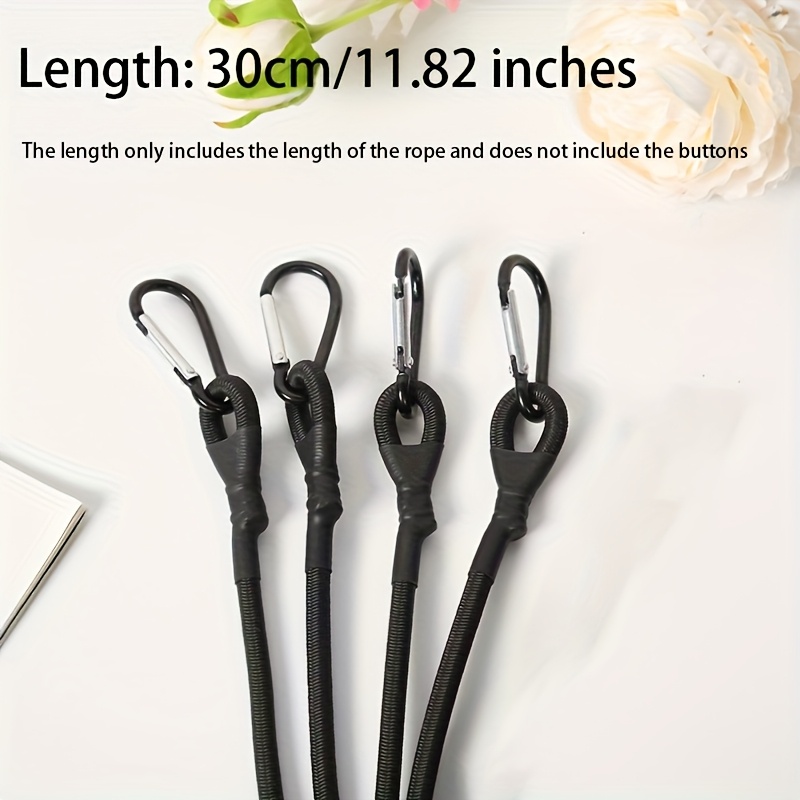 Image of 4pcs Elastic Bungee Cord Set With Buckles, Rubber Bungee Cords For Outdoor Tents, Luggage Racks, Camping, Cargo, Bicycles, Transportation, And Storage
