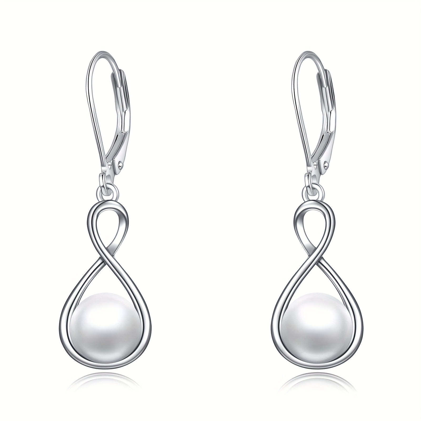 925 sterling   dangle earrings for women hoop infinity pearl drop earrings jewelry gifts for mom mother friends Product details 1
