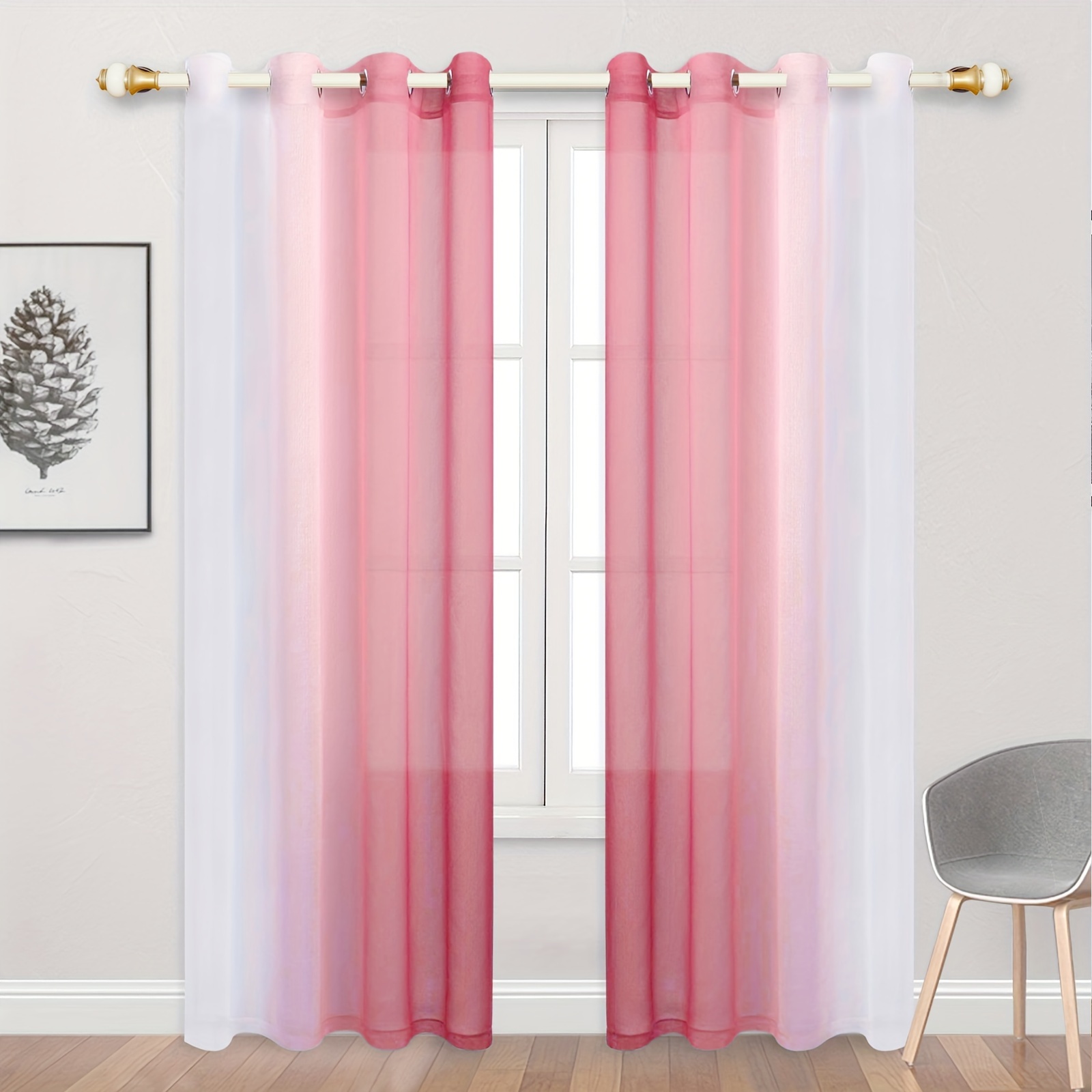 2 panels gradient curtain yarn gradient sheer curtains polyester curtain suitable for kitchen bedroom   living room home decor details 1